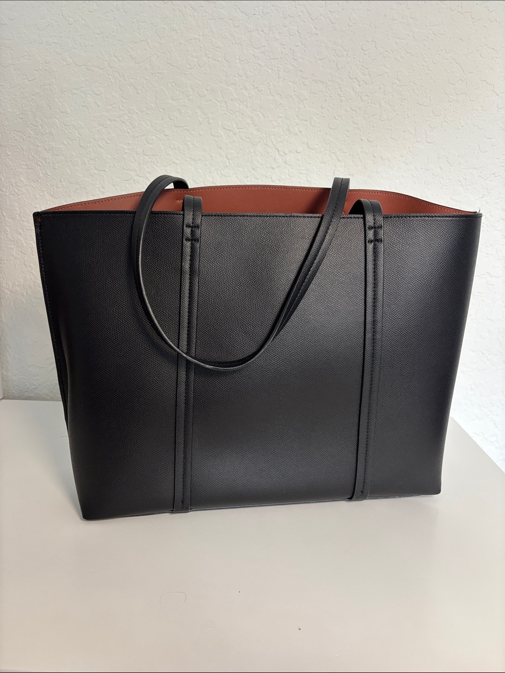 Target a new day triple compartment work tote bag black with brown interior